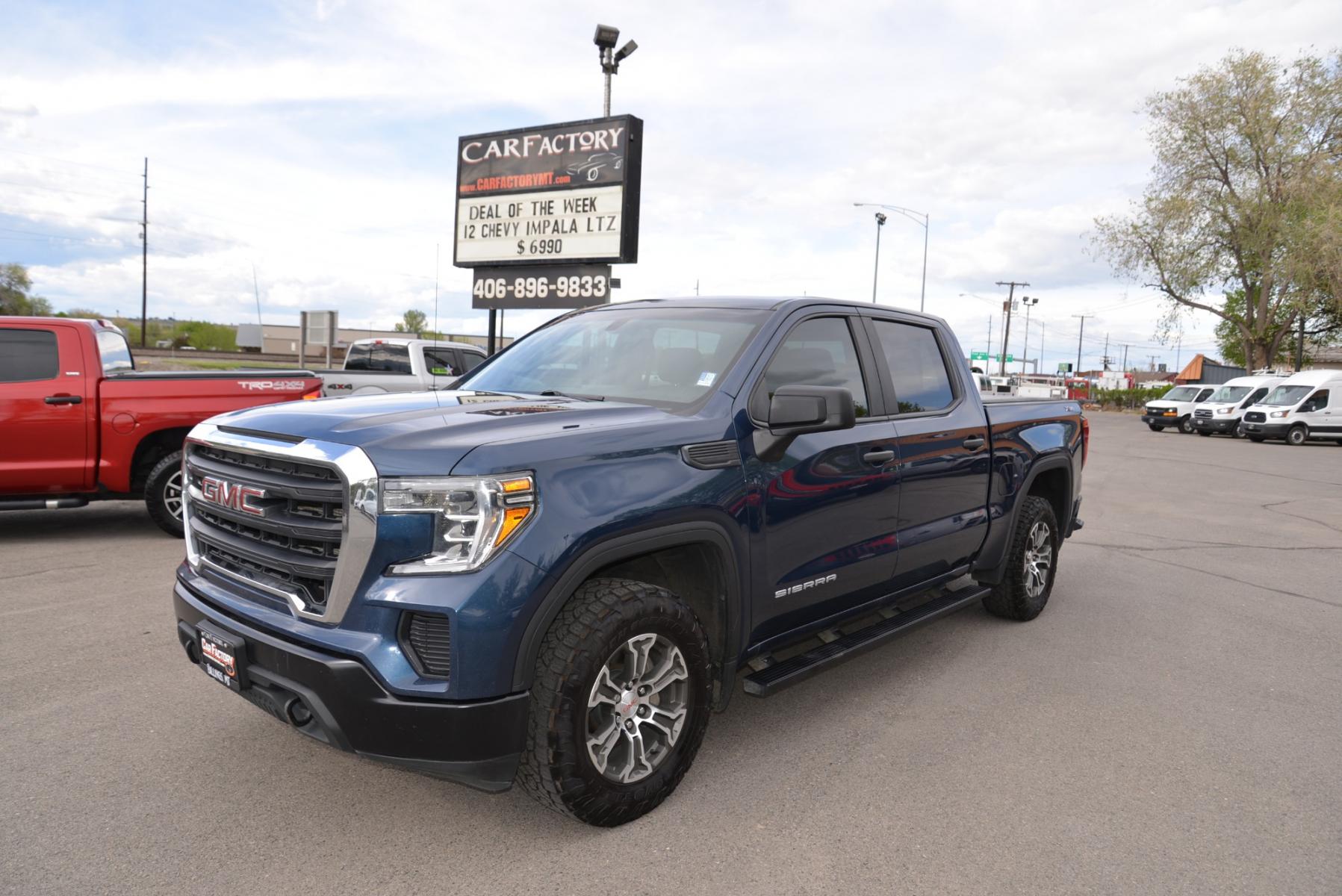 2019 Pacific Blue /Gray GMC Sierra 1500 Crew Cab Short Box 4WD (1GTU9AEF9KZ) with an 5.3L V8 OHV 16V engine, 6A transmission, located at 4562 State Avenue, Billings, MT, 59101, (406) 896-9833, 45.769516, -108.526772 - 2019 GMC Sierra 1500 Crew Cab Short Box 4WD - One owner! 5.3L V8 OHV 16V engine - 6 speed automatic transmission, 3.42 ratio rear axle ,stabilitrak, electronic stability control system w/ proactive roll avoidance, traction control, trailer sway ctrl & hill start assist, Teen driver mode x31 off - Photo #1